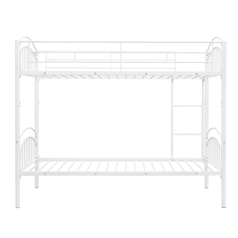 Twin Over Twin Metal Bunk Bed,Divided into Two Beds(White){OLD SKU:MF280424AAK}