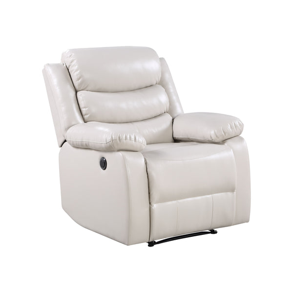 Eilbra - Synthetic Leather Power Motion Recliner - Beige