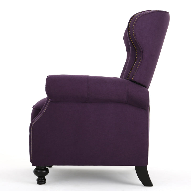 Accented Push Back Recliner Chair With Rolled Arms, Enjoy Cocooning Comfort