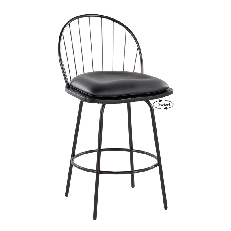 Riley - Claire Farmhouse Fixed Height Counter Stool With Swivel With Round Footrest (Set of 2)