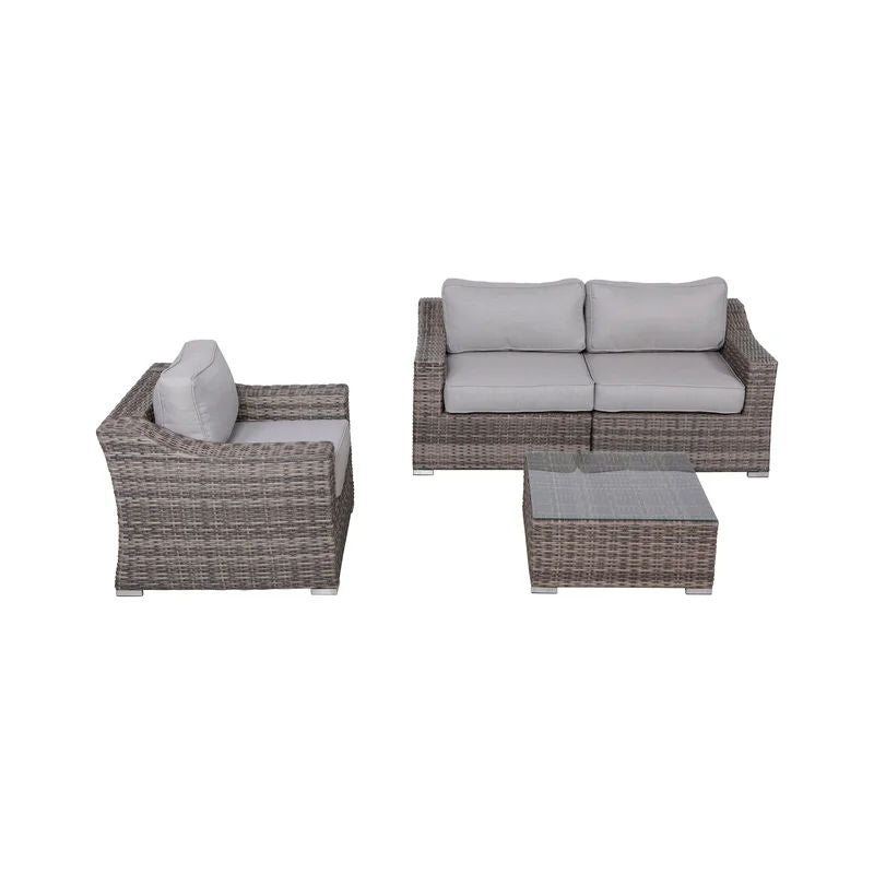 3 Person Seating Set With Cushions - Gray