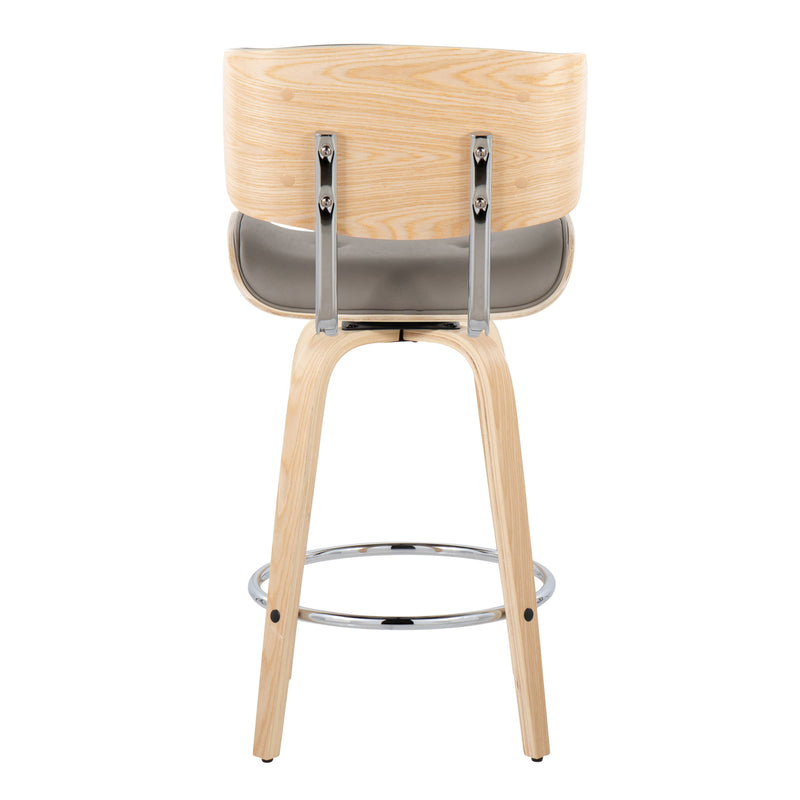 Lombardi - Mid Century Modern Fixed Height Counter Stool With Swivel With Round Footrest (Set of 2)