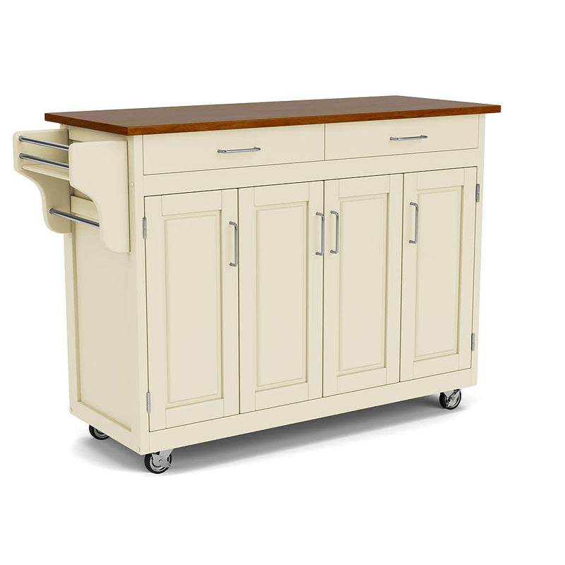 Create-A-Cart - 4 Doors Kitchen Cart - Cherry Wood Top