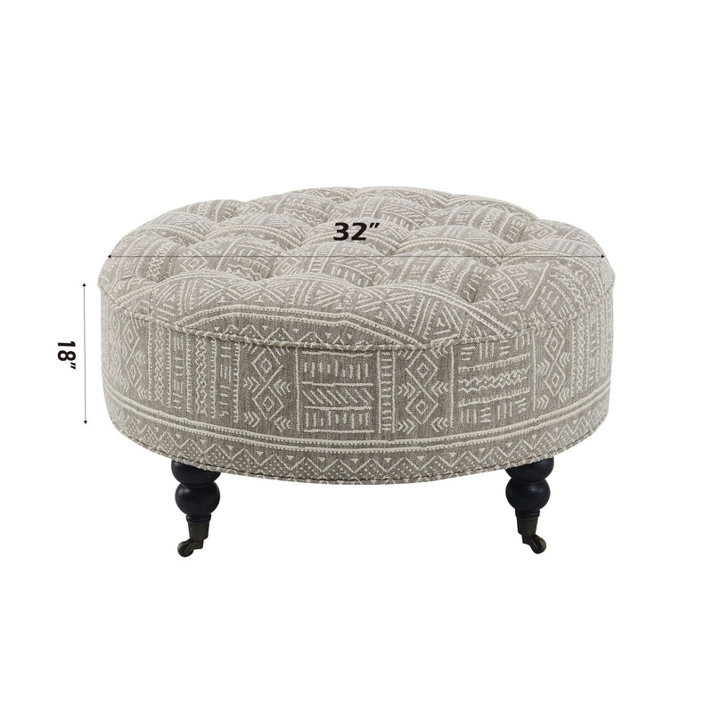 Upendo - Pattern Ottoman With Casters - Multi