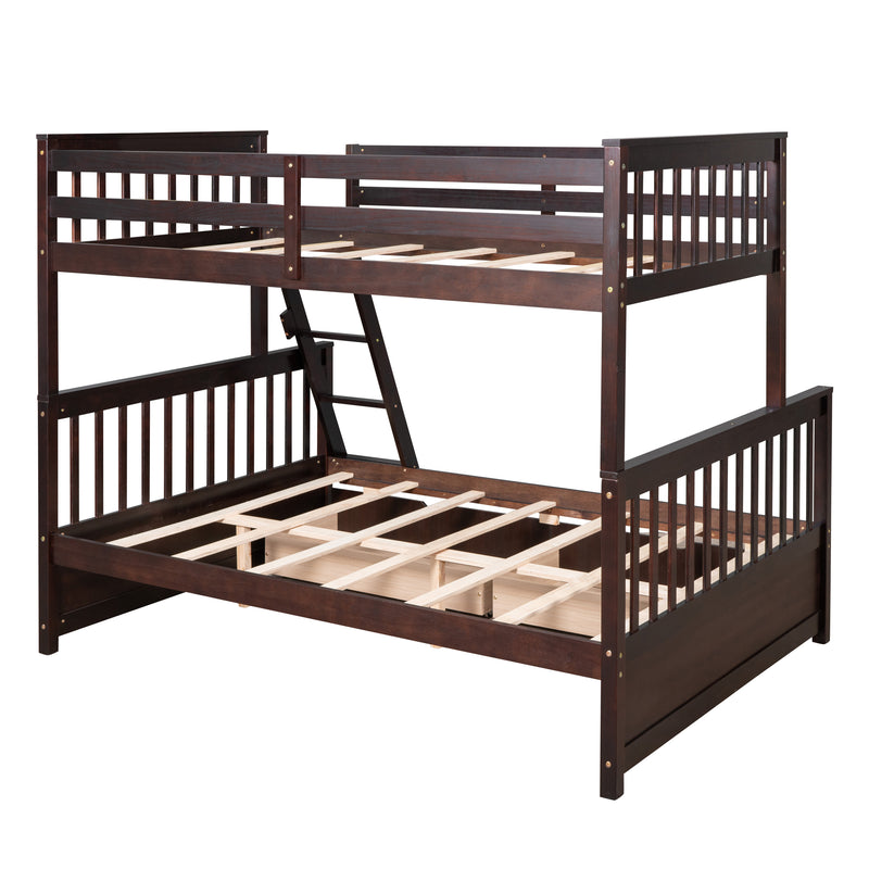 Twin-Over-Full Bunk Bed with Ladders and Two Storage Drawers(Espresso)( old sku:LT000165AAP）