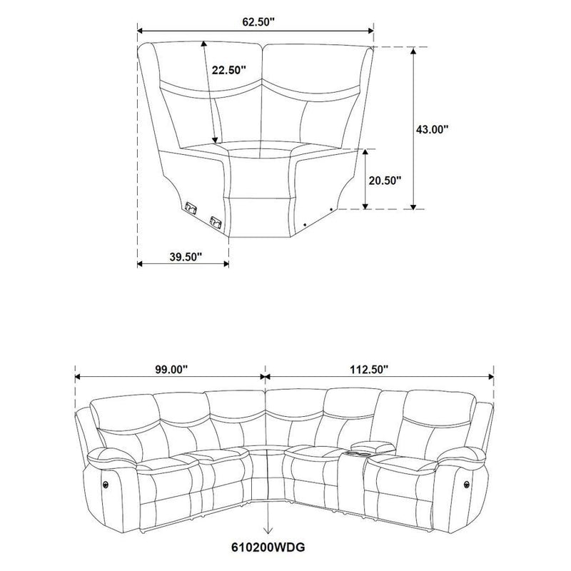 Sycamore - Upholstered Power Reclining Sectional Sofa