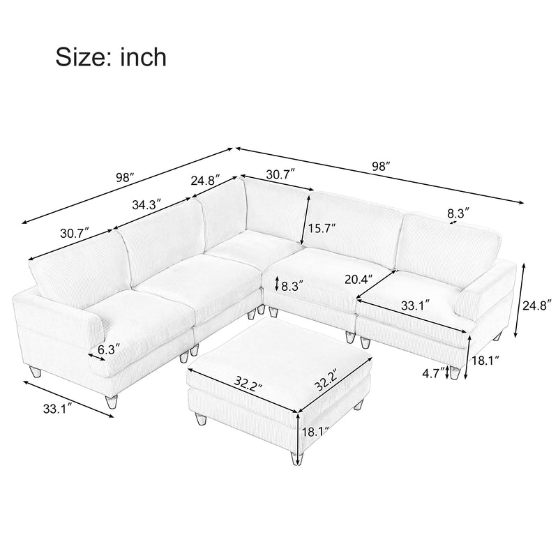 U_Style Modular Sectional Sofa with Ottoman L Shaped Corner Sectional for Living Room, Office, Spacious Space(same sku: WY000336AAE)