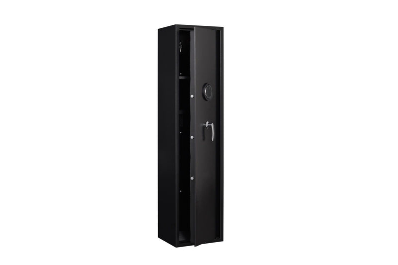 Large Steel Gun Cabinet, With Smart Combination Lock, Smart Alarm, Led Lights, Dividers And Gun Pouches, Is Anti-Smashing - Black