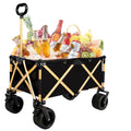 Aluminum Alloy Folding Wagon, Heavy Duty Utility Beach Wagon Cart For Sand With Big Wheels, Adjustable Handle & Drink Holders For Shopping, Camping, Garden And Outdoor