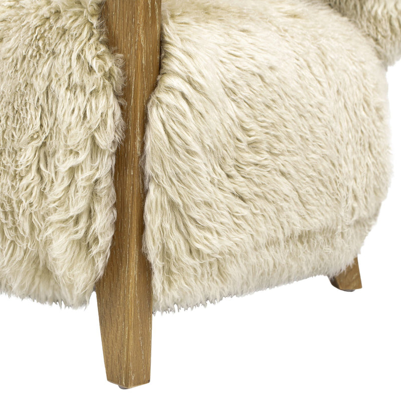 Enchante - Sheepskin Accent Loveseat - Taupe / Natural