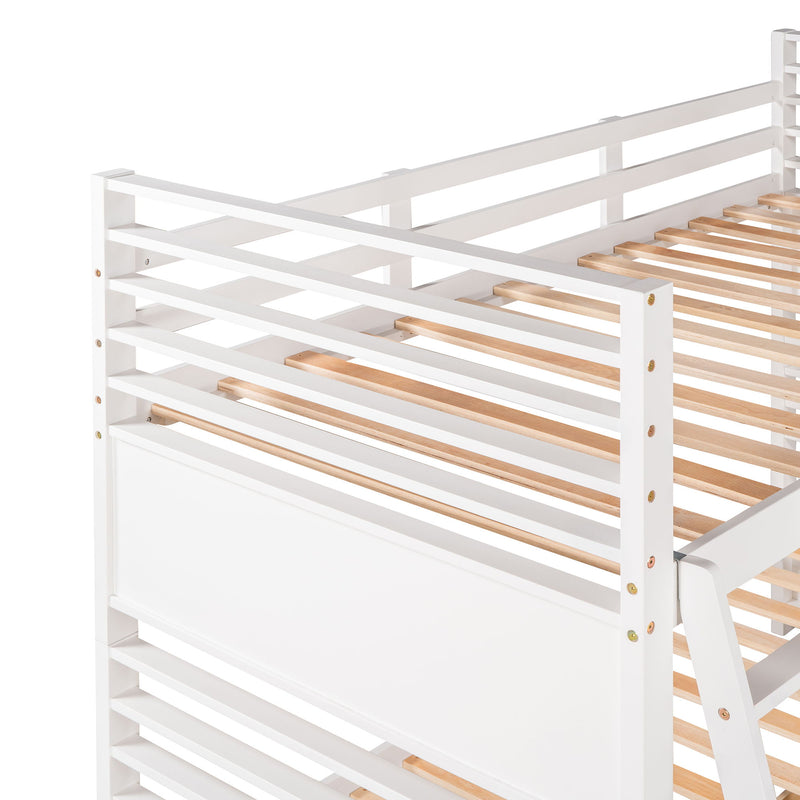 Twin Over Twin Wood Bunk Bed With Two Drawers - White