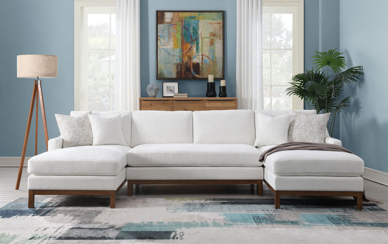 Valiant - Chenille Sectional Sofa With 4 Pillows - Ivory