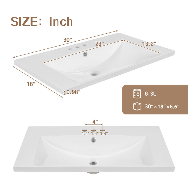 Bathroom Vanity With Sink, Combo, Cabinet With Doors And Drawer, Solid Frame And MDF Board