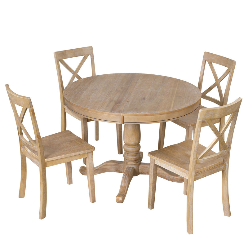 Modern Dining Table Set For 4, Round Table And 4 Kitchen Room Chairs, 5 Piece Kitchen Table Set For Dining Room, Dinette, Breakfast Nook