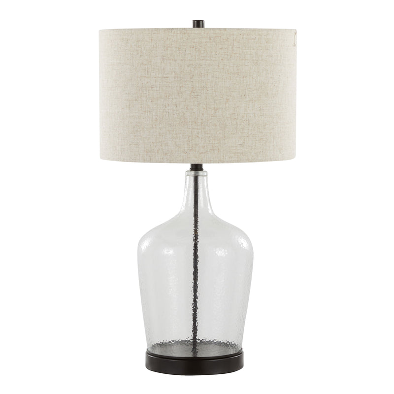 Botella - Contemporary Table Lamp Built In USB Port (Set of 2) - Clear / Oil Bronze / Natural