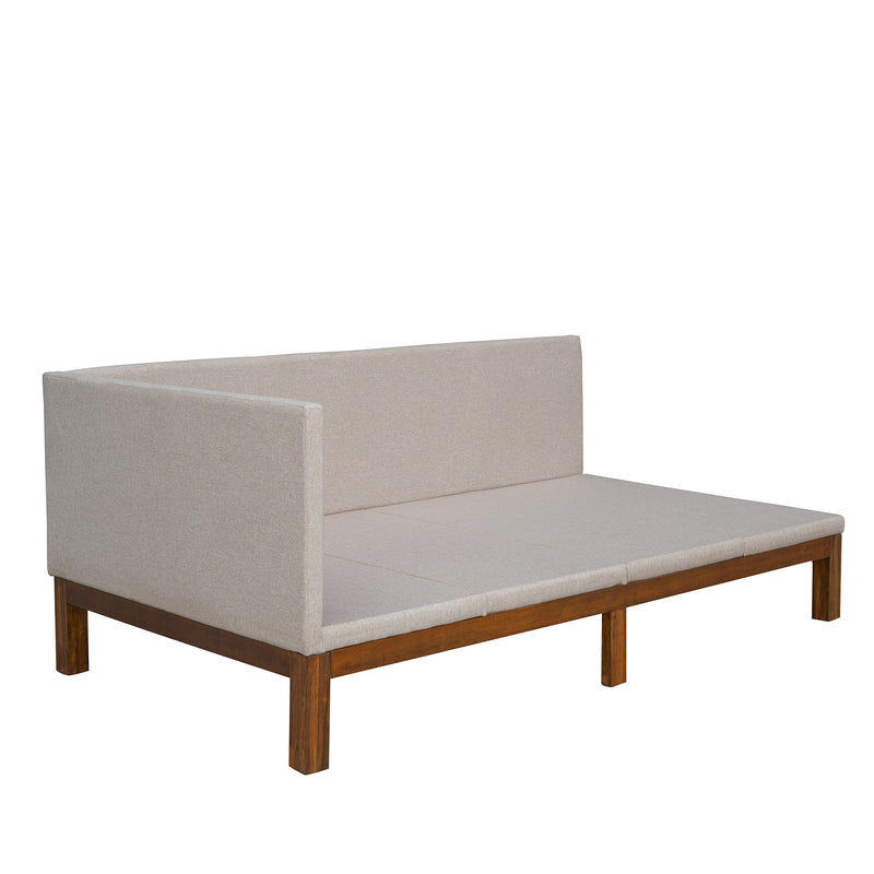 Upholstered Daybed/Sofa Bed Frame Twin Size Linen-Beige