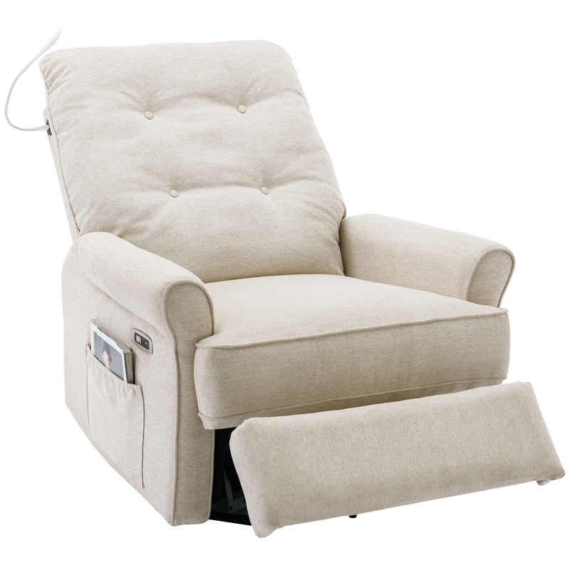 Reclining Chair 270 Degree Swivel Recliner Chairs With USB Port, Side Pocket And Touch Sensitive Lamp For Living Room, Bedroom