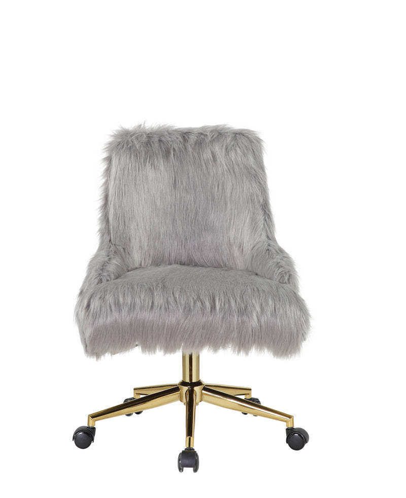 Arundell II - Faux Fur Office Chair - Gold / Gray