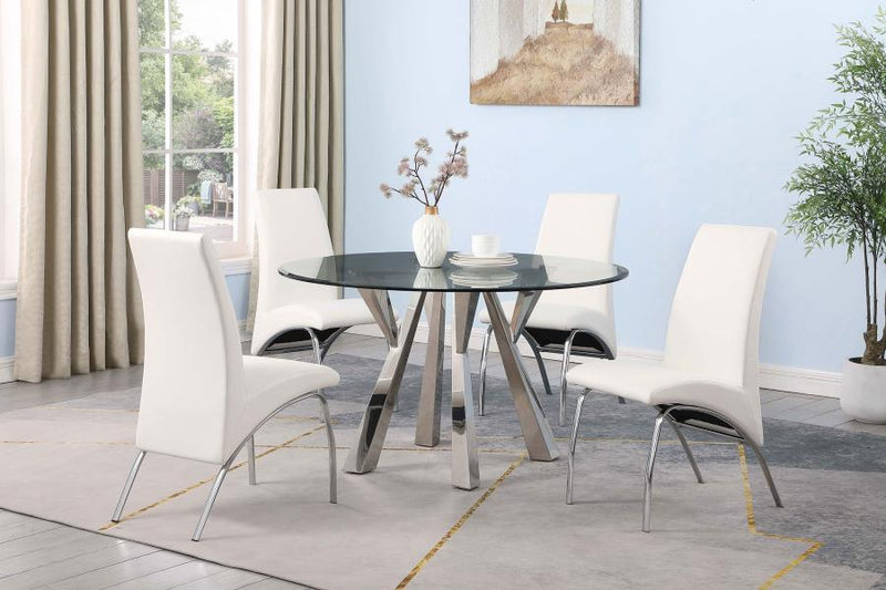 Alaia - Round Clear Glass Top Dining Table - Chrome