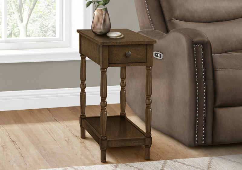 Accent End Table, 2 Tier, Storage Drawer, Traditional Stylish Design