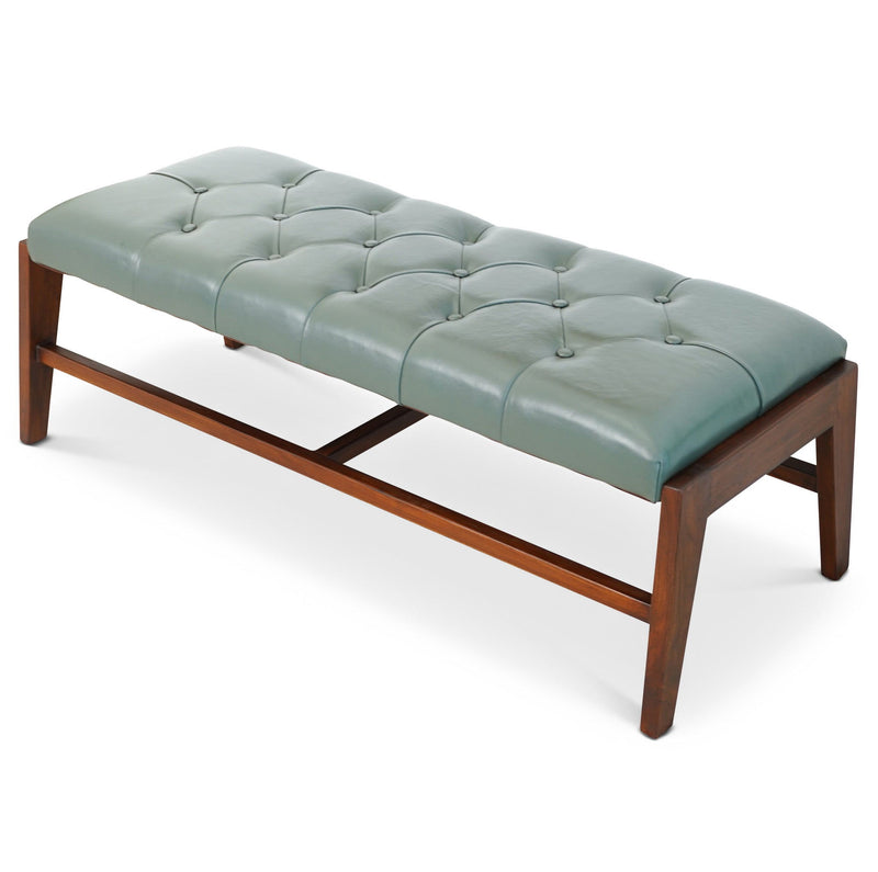 Hera - Bench With Buttons - Antique Green / Light Sage Green