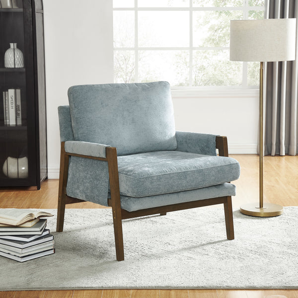 Kelly - Mid-Century Modern Velvet Accent Armchair - Blue