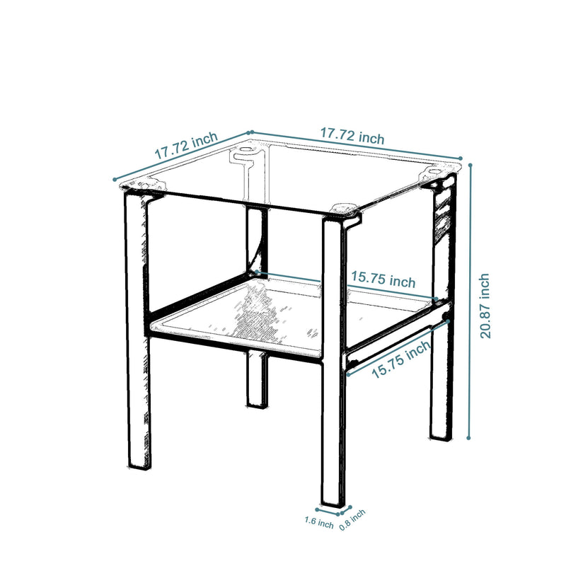 Glass Two Layer Tea Table, Small Round Table, Bedroom Corner Table, Living Room Side Table