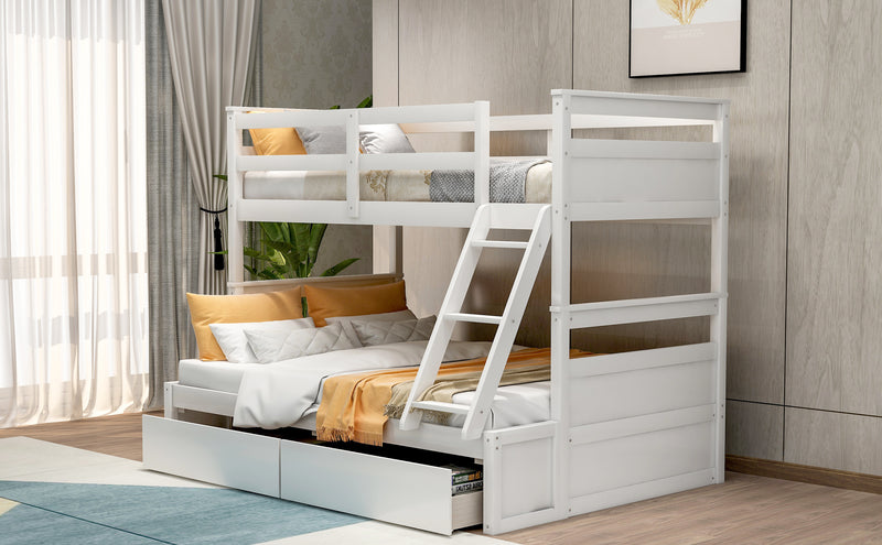 Twin over Full Bunk Bed with Storage - White(OLD SKU :LP000022AAK)