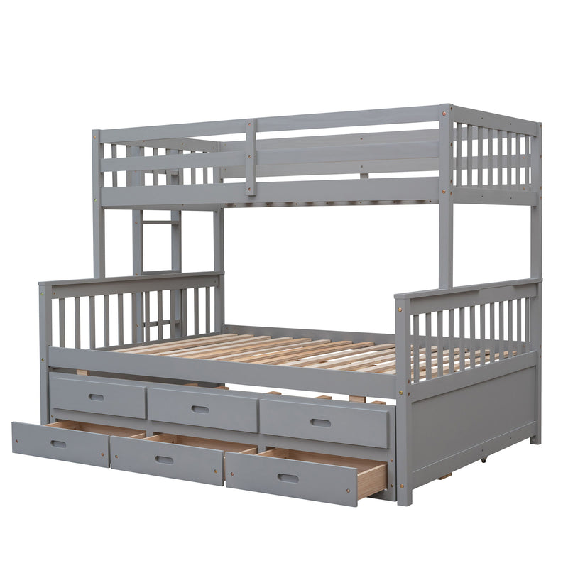 Twin Over Full Bunk Bed With Twin Size Trundle, Separable Bunk Bed With Drawers For Bedroom