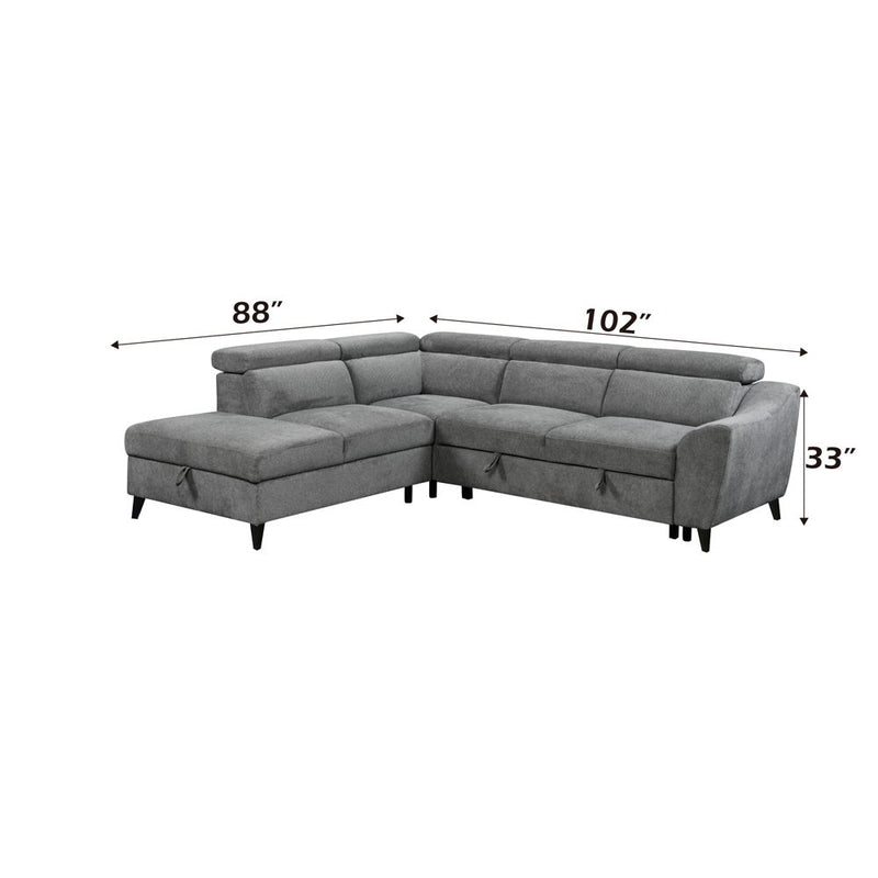 Wrenley - Sectional Sofa With Sleeper & Storage - Gray