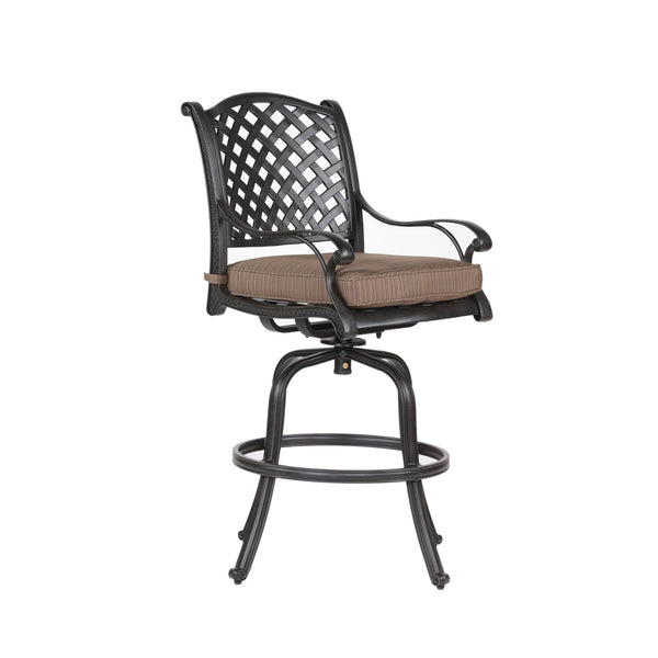 Patio Outdoor Aluminum Bar Stool With Cushion (Set of 2)