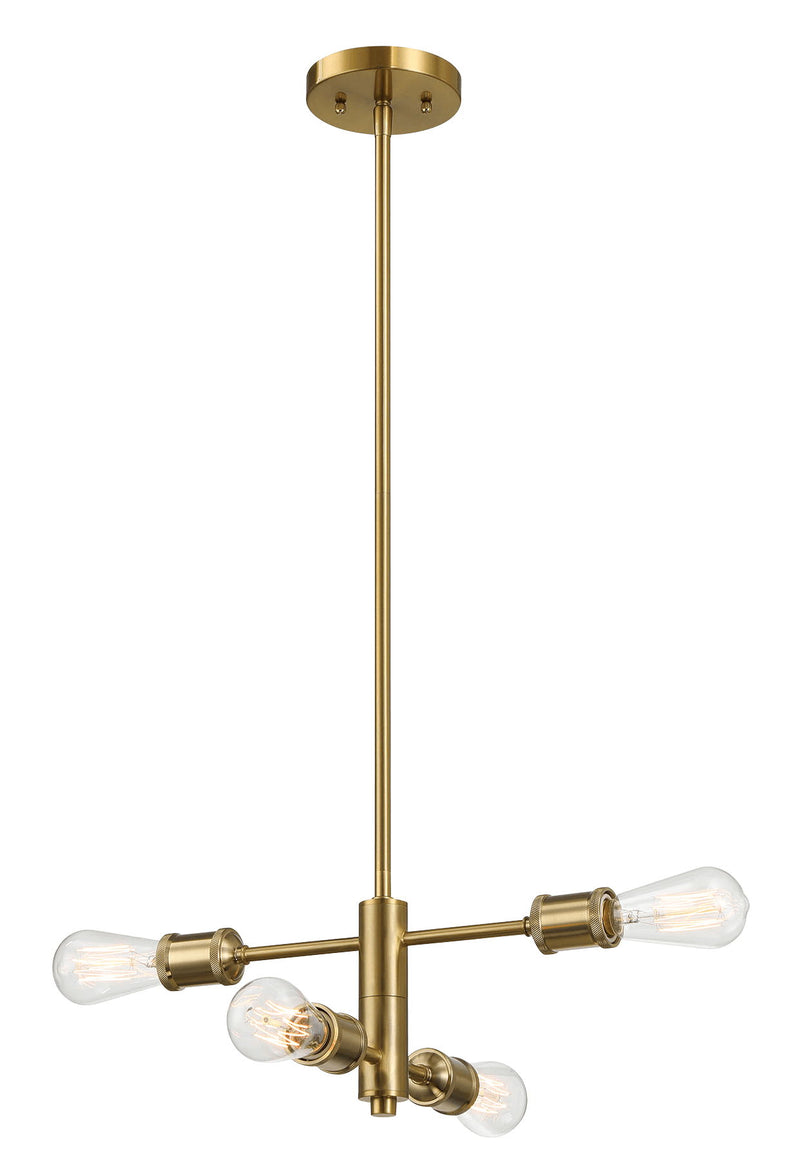 Trellis - 4 Lights Modern Gold Chandelier Vintage Pendant Fixture For Living Room - Clear / Gold