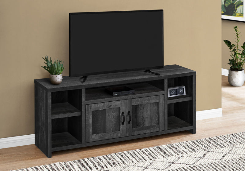 TV Stand, Console, Media Entertainment Center, Storage Cabinet, Transitional - Black