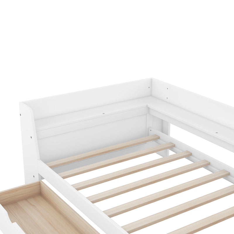 Twin Size Daybed with Shelves, Drawers and Built-In Charging Station, White