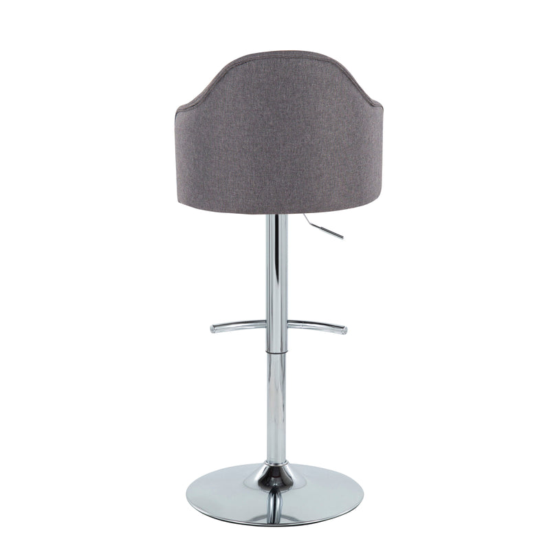 Ahoy - Contemporary Adjustable Barstool With Swivel With Rounded T Footrest (Set of 2)