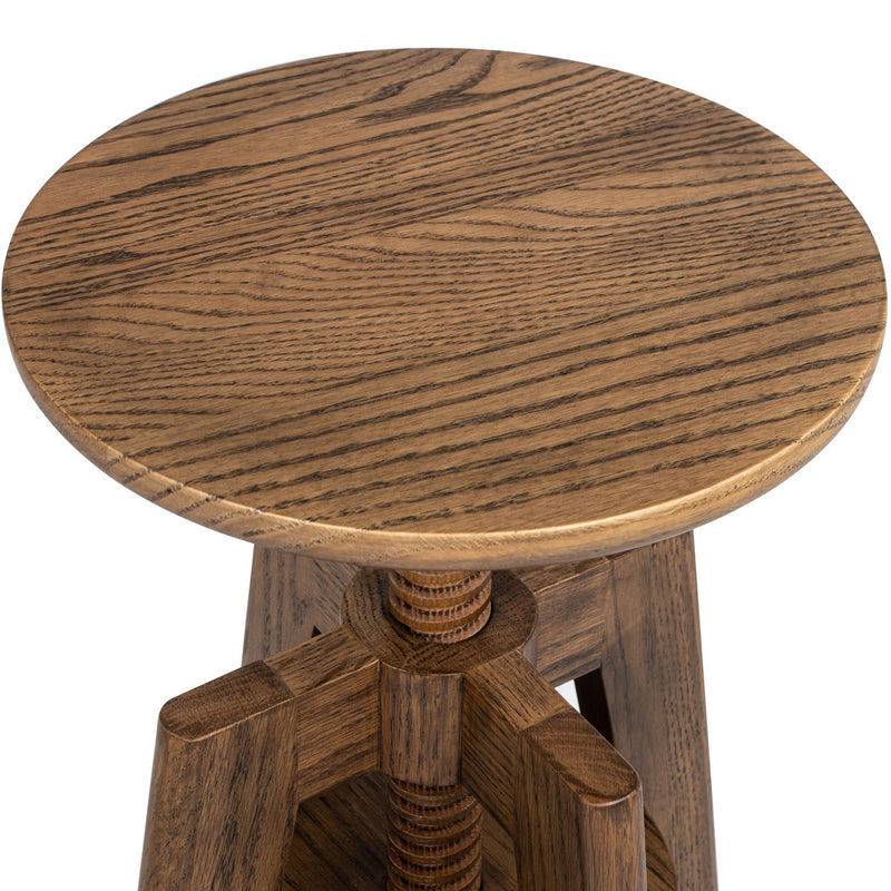 Spencer - Minimalist Oak Adjustable Bar Counter Stool - Walnut Brown Oak