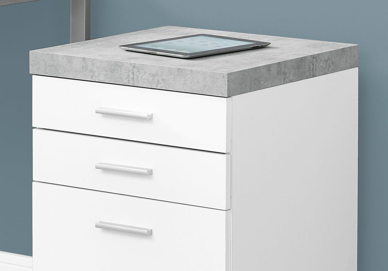 File Cabinet, Rolling Mobile, Storage Drawers, Printer Stand, Office, Cement Contemporary & Modern - White