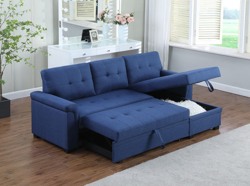 Lucca - Linen Reversible Sleeper Sectional Sofa With Storage Chaise