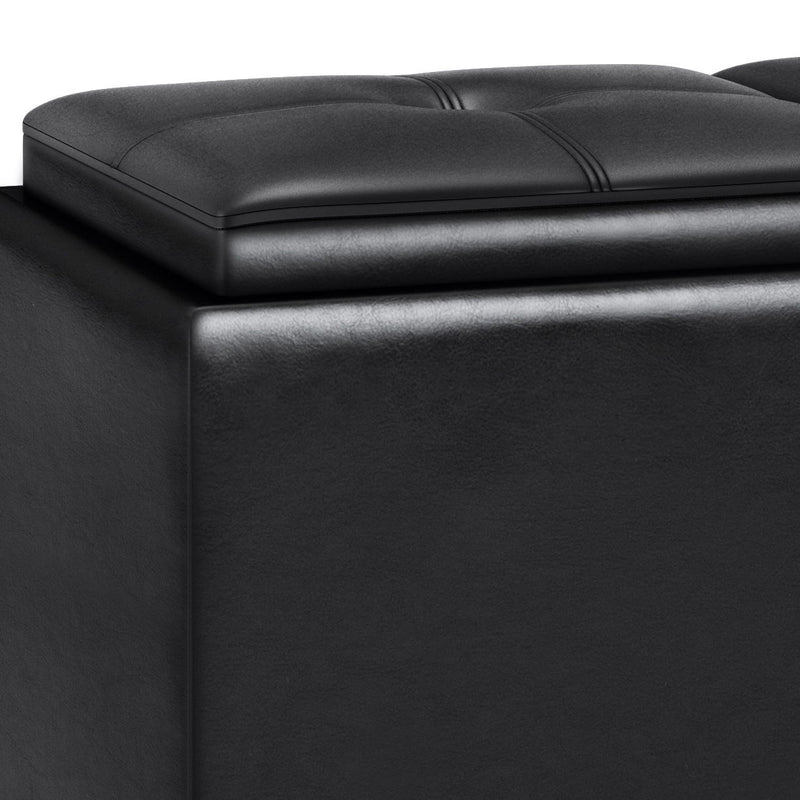 Avalon - Tray Storage Ottoman With Lift Up Lids - Midnight Black