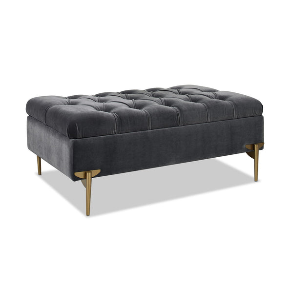 Estelle - Upholstered Storage Bench Cocktail Ottoman - Gray