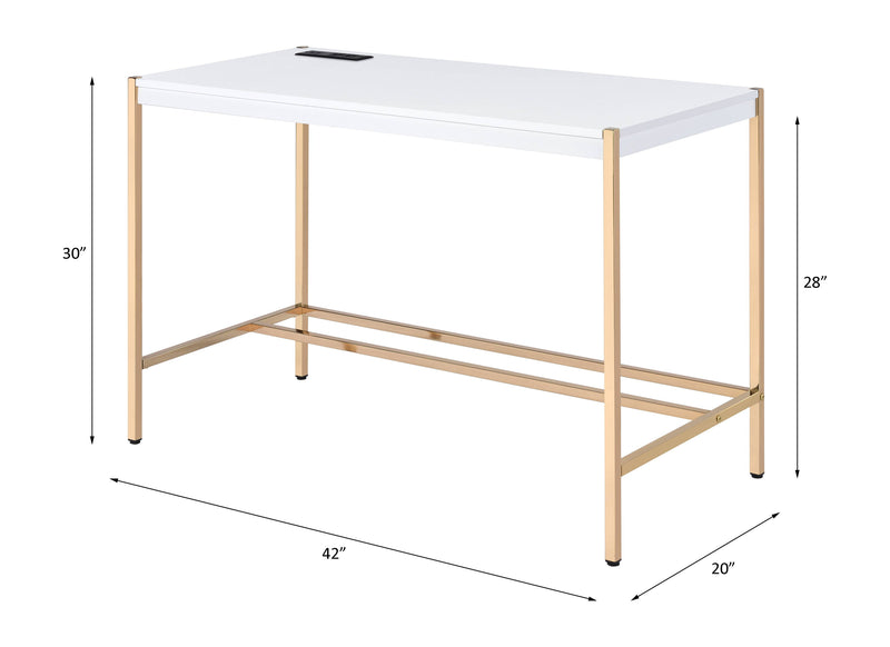 Midriaks - Writing Desk With USB - Golden / White