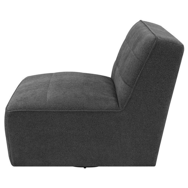 Cobie - Upholstered Armless Swivel Chair - Dark Charcoal