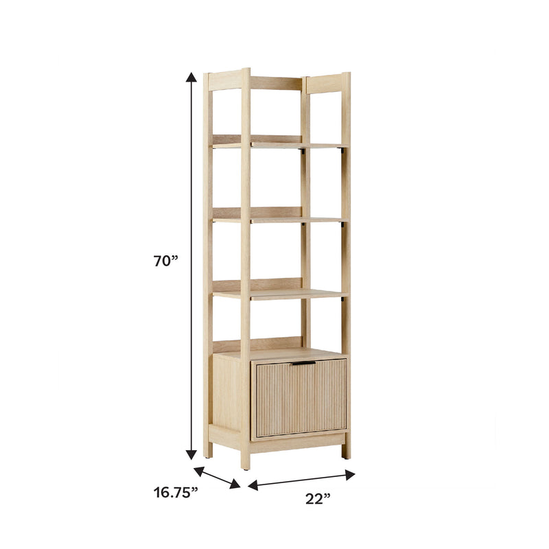 Transitional Narrow Bookshelf With Drawer On Bottom