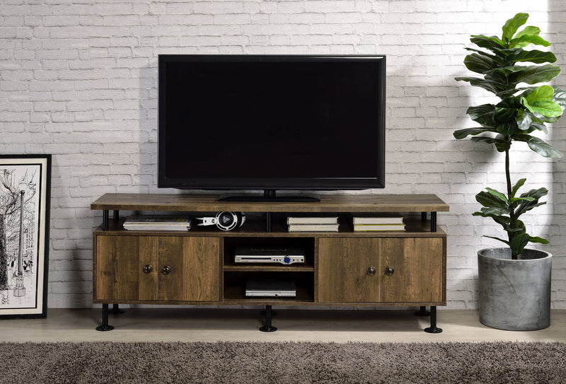 Ensata II - TV Stand - Rustic Oak / Black