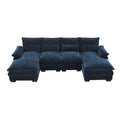 Modern U-Shaped Sectional Sofa With Waist Pillows, 6 Seat Upholstered Symmetrical Sofa Furniture, Sleeper Sofa Couch With Chaise Lounge For Living Room