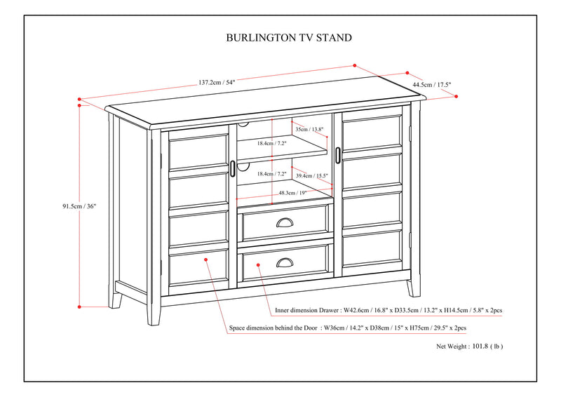 Burlington - Handcrafted Tall TV Media Stand