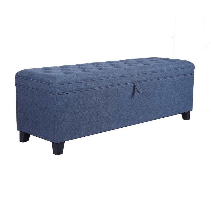 Extra Long Storage Ottoman Entryway Bench With Flip Top Storage Chest With Padded Seat Bed End Stool For Hallway Living Room Bedroom - Blue