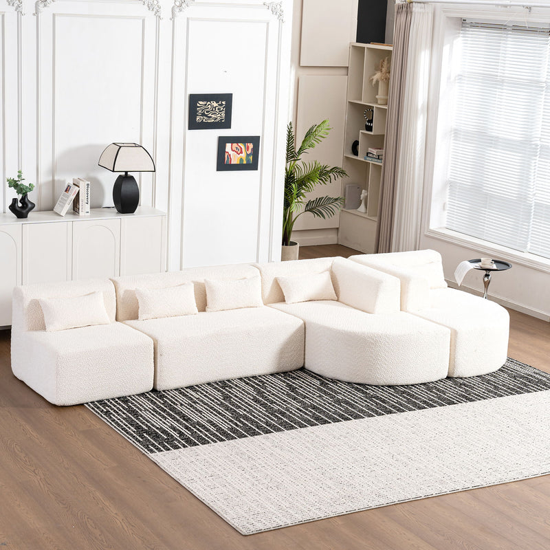 Upholstered Sofa Free Combined Sofa Couch With Two Chaise Lounge And Five Back Pillows For Living Room