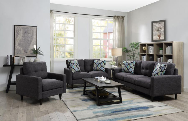 Watsonville - Upholstered Track Arm Tufted Loveseat - Gray