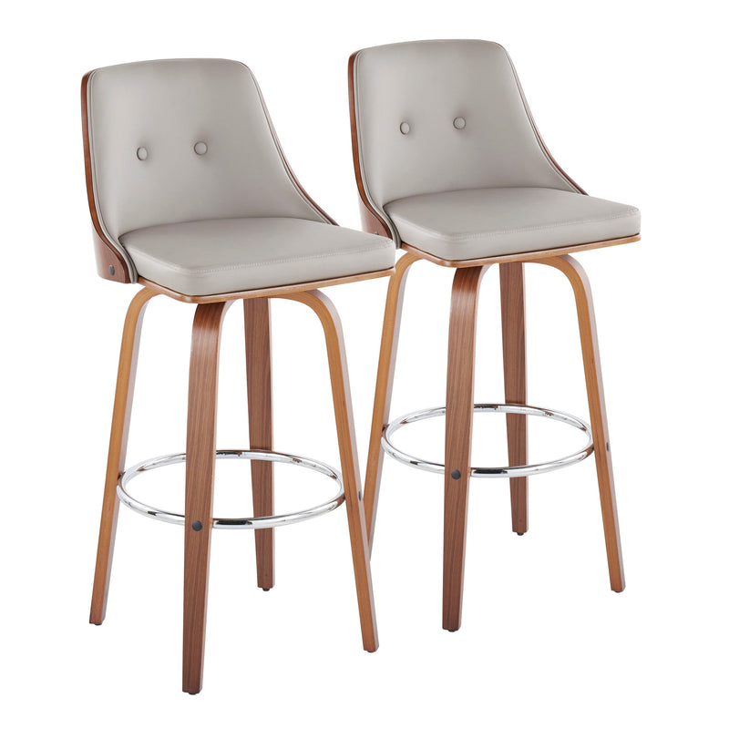 Gianna - Mid Century Modern Fixed Height Barstool With Swivel With Round Footrest (Set of 2)